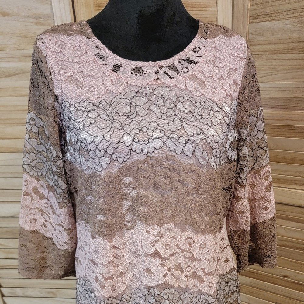 Stunning Floral Lace Top with Attached Pink Tank - Christopher & Banks